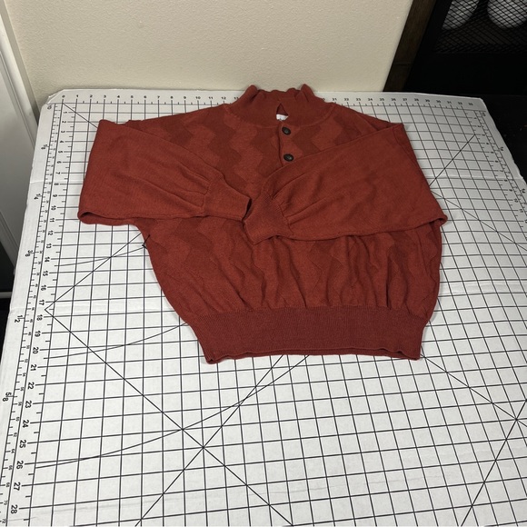 Callahan Revolve Textured Knit Sweater Collared Rust Fall LINEN Blend Pullover - Picture 8 of 8